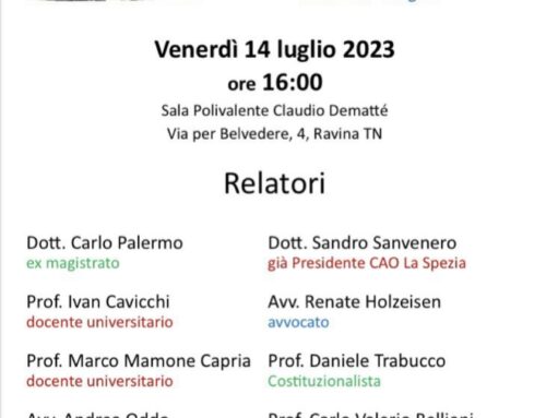 Evento “Deontologia medica tra passato e futuro” a Ravina (TN) del 14 luglio 2023