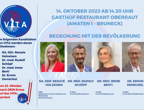 VITA: BEGEGNUNG MIT DER BEVÖLKERUNG AM 14.10.2023 AB 14.30 IN BRUNECK